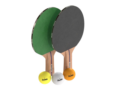 Raquete de tênis de mesa verde com bolas Modelo 3D