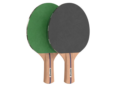 Raquete de tênis de mesa verde com bolas Modelo 3D