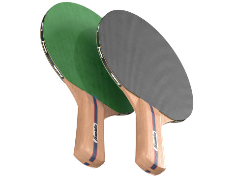 Raquete de tênis de mesa verde com bolas Modelo 3D