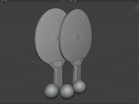 Raquete de tênis de mesa verde com bolas Modelo 3D