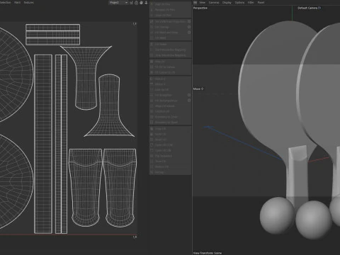 Table tennis paddle green with balls 3D Model