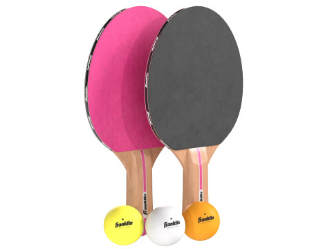 Raquete de tênis de mesa rosa com bolas Modelo 3D