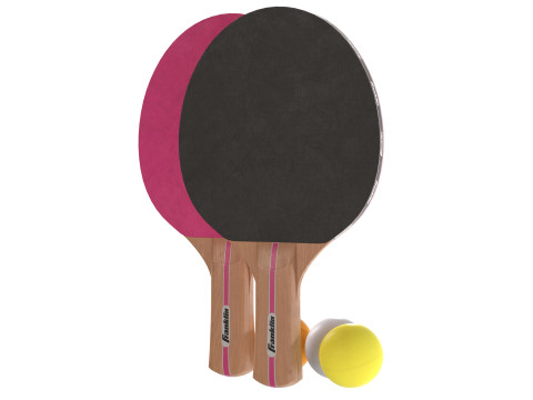Raquete de tênis de mesa rosa com bolas Modelo 3D