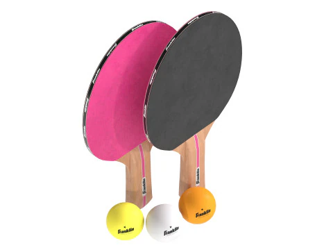 Table tennis paddle pink with balls 3D Model