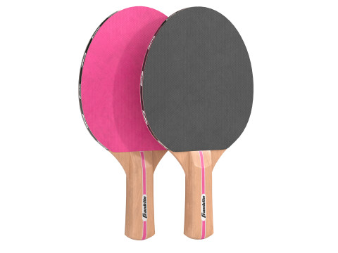 Raquete de tênis de mesa rosa com bolas Modelo 3D