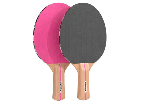 Table tennis paddle pink with balls 3D Model