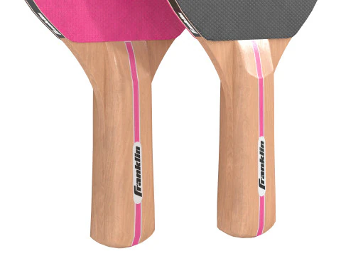 Table tennis paddle pink with balls 3D Model