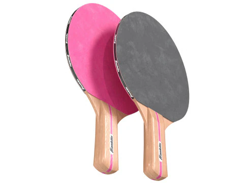 Table tennis paddle pink with balls 3D Model