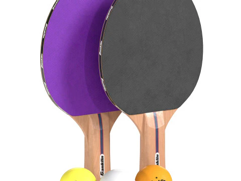 Racchetta da ping pong viola con palline Modello 3D