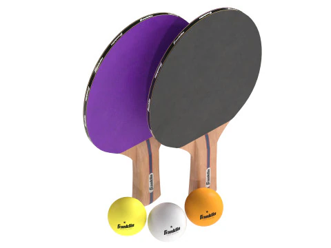 Table tennis paddle purple with balls 3D Model