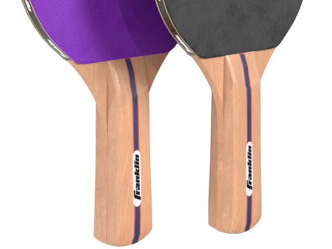 Table tennis paddle purple with balls 3D Model