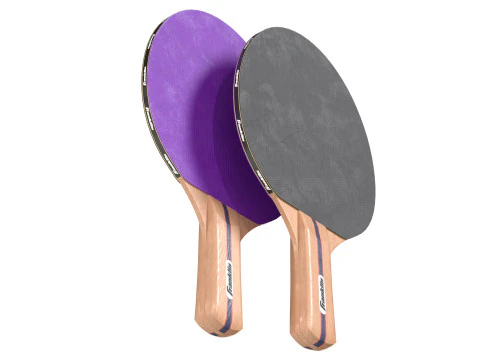 Table tennis paddle purple with balls 3D Model