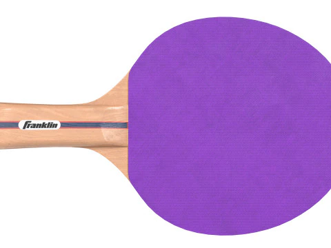 Table tennis paddle purple with balls 3D Model