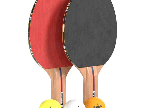Racchette da ping pong rosse con palline Modello 3D