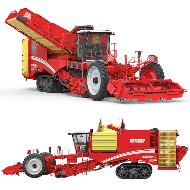 Harvester Grimme Varitron 470 3D Model .c4d .max .obj .3ds .fbx .stl .blend 