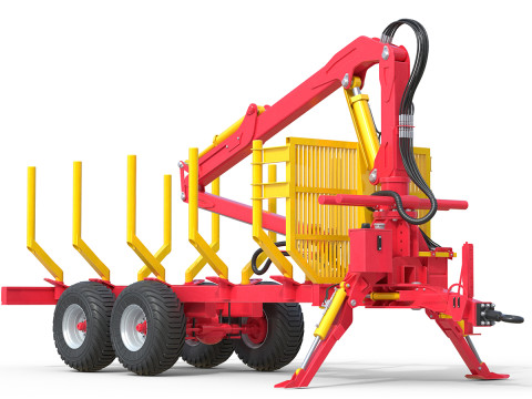 Przyczepa leśna Xylotrail 11 do wyrębu drewna Model 3D