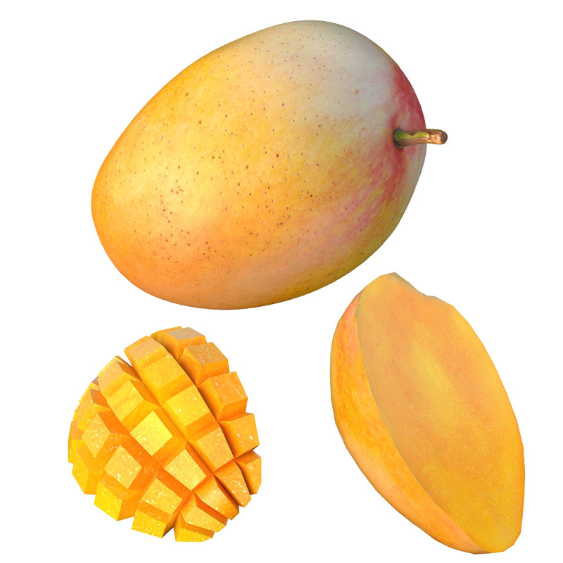 Mango Fruit 1 3D Model .c4d .max .obj .3ds .fbx .stl .blend 