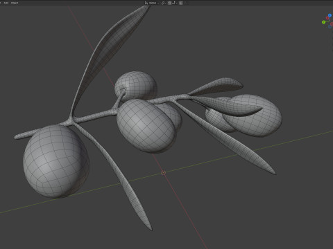 Gałązka oliwna Owoc Model 3D