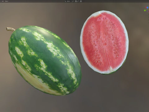 Watermelon Fruit 3D Model
