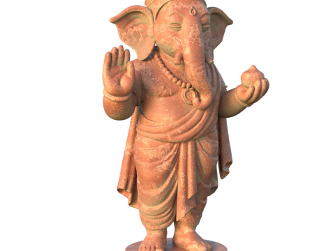 Lord Ganesha Klei-standbeeld 3D Model