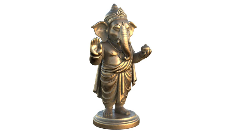 Lord Ganesha Metal Statue 3D Model .c4d .max .obj .3ds .fbx .stl .blend