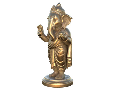 Lord Ganesha Metal Statue 3D Model