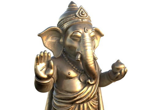Lord Ganesha Metal Statue 3D Model