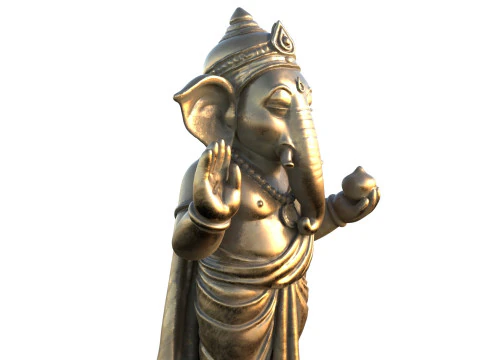 Lord Ganesha Metal Statue 3D Model