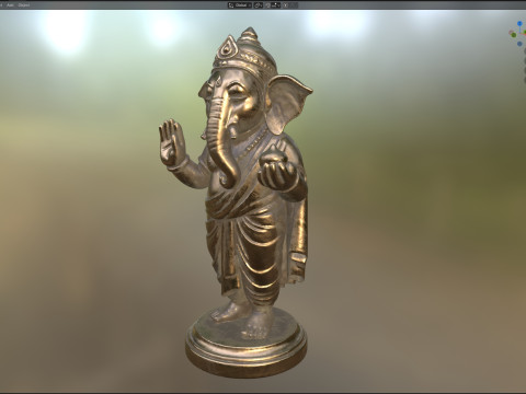 भगवान गणेश धातु प्रतिमा 3D मॉडल