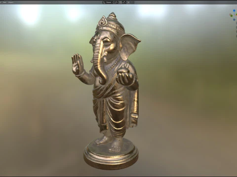 Lord Ganesha Metal Statue 3D Model