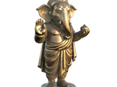 Lord Ganesha Metal Statue 3D Model