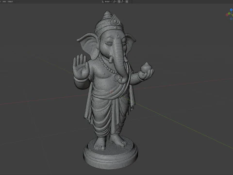 Lord Ganesha Metal Statue 3D Model