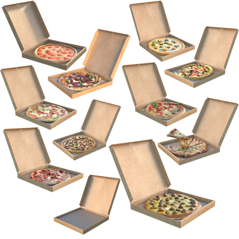 Collezione di scatole per pizza Modello 3D .c4d .max .obj .3ds .fbx .stl .blend 