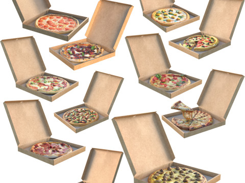 Collezione di scatole per pizza Modello 3D