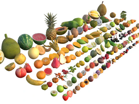 Fruits collection 100 3D Model