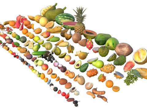 Fruits collection 100 3D Model