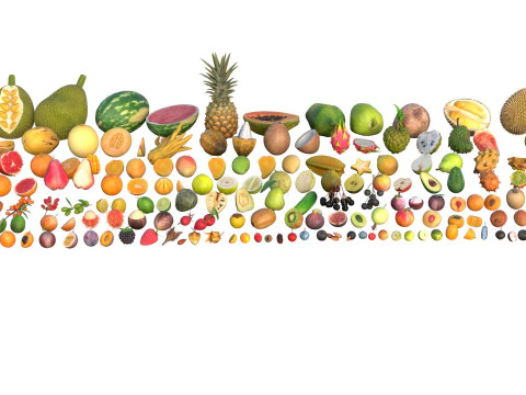 Fruits collection 100 3D Model