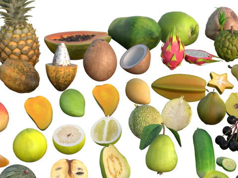 Fruits collection 100 3D Model