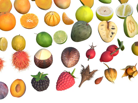 Fruits collection 100 3D Model