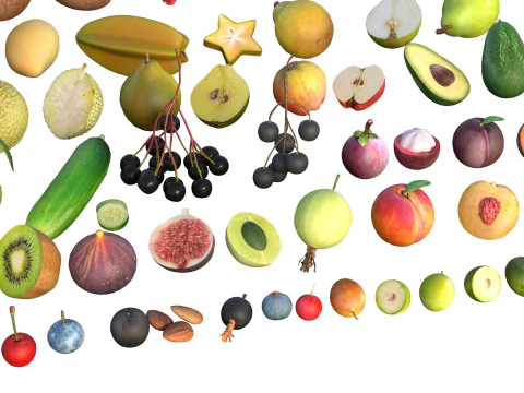 Fruits collection 100 3D Model