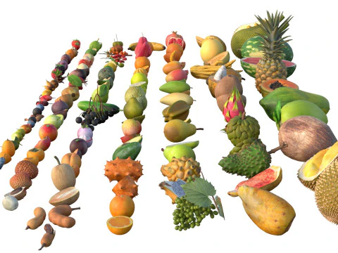 Fruits collection 100 3D Model