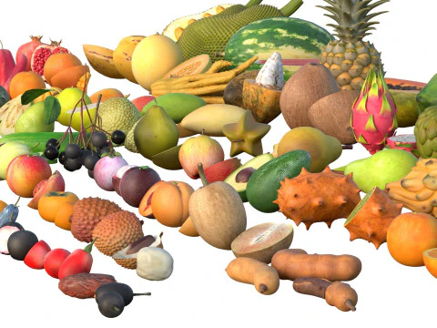 Fruits collection 100 3D Model