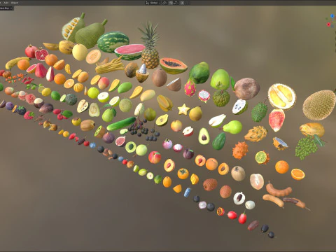 Fruits collection 100 3D Model