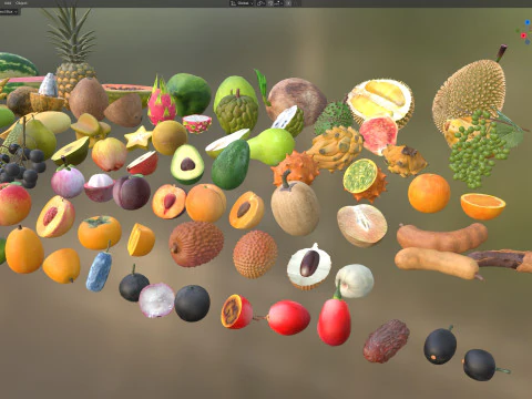Fruits collection 100 3D Model