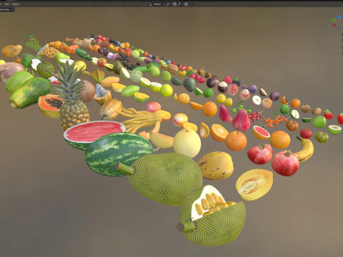 Fruits collection 100 3D Model