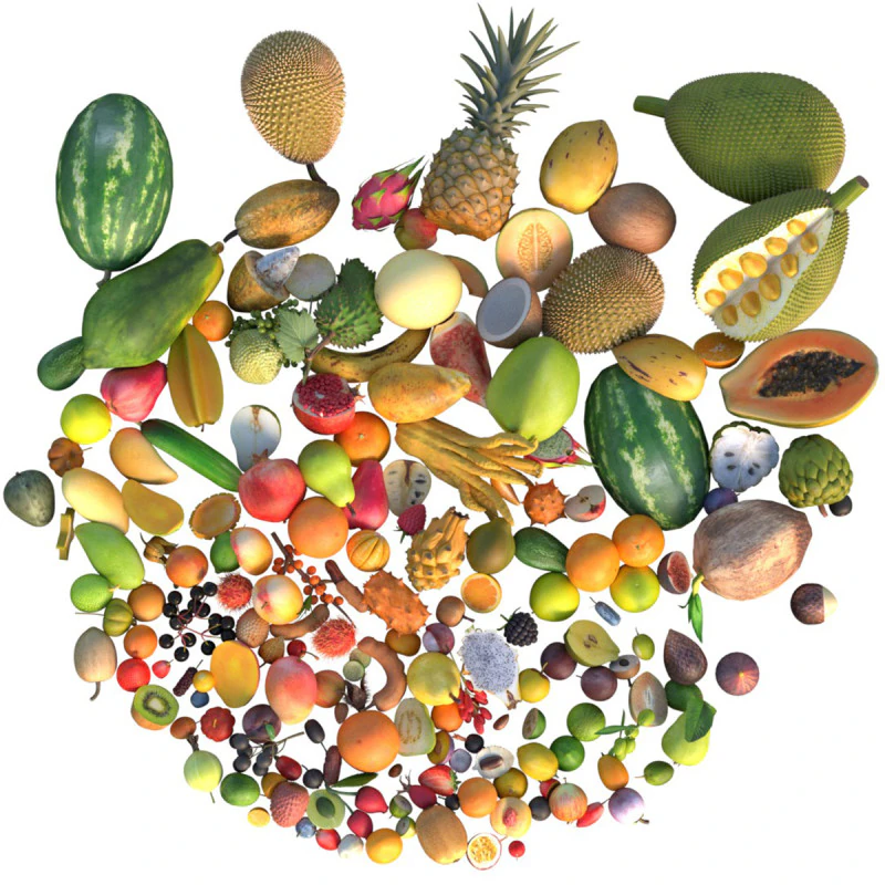 Fruits Pile 3D Model .c4d .max .obj .3ds .fbx .stl .blend 
