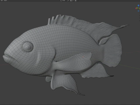 Black Acara fish 3D Model
