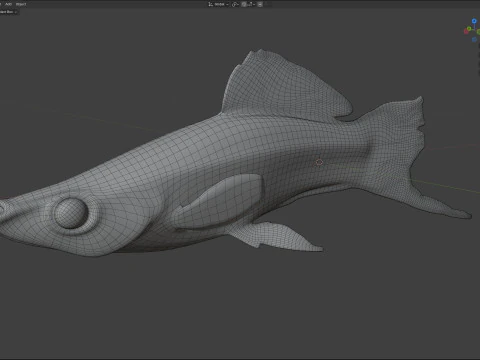 Green Swordtail fish 3D Model