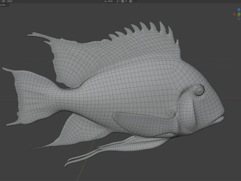 Redstriped Eartheater fish 3D Model
