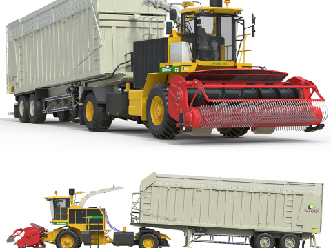 CMC Saturne 5800 ハーベスター (トレーラー付き) 3Dモデル